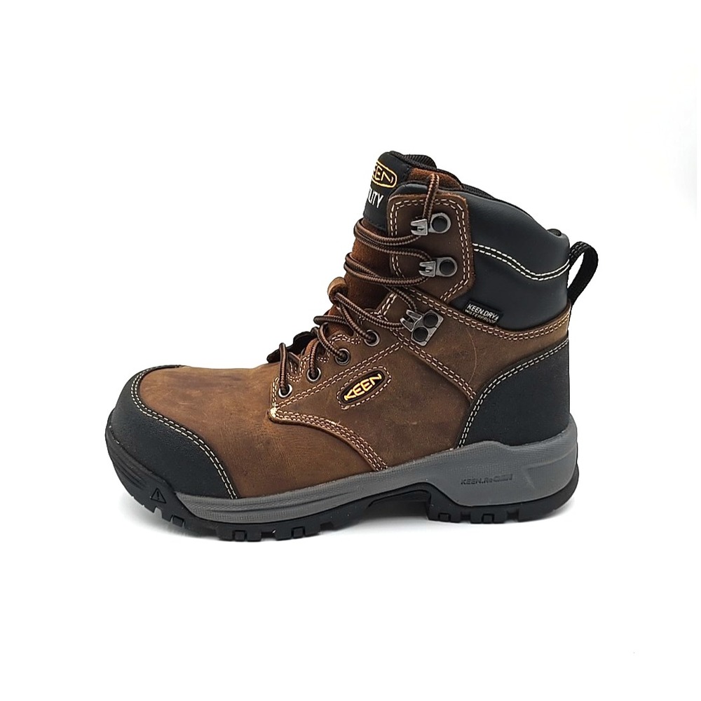 Keen Utility Womens 7.5 Evanston 6in‎ WP CT Bison/Black Leather Work Boots